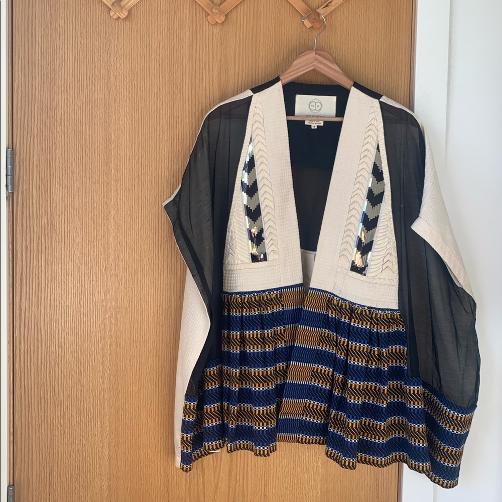 ANTHRO Striped Swing Kimono Cardigan by Amit Aggarwal
